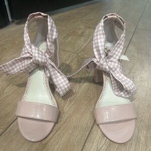 Pink Gingham Bow Women Shoes